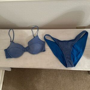 Blue triangl swimsuit. Size Small top and size medium bottoms
